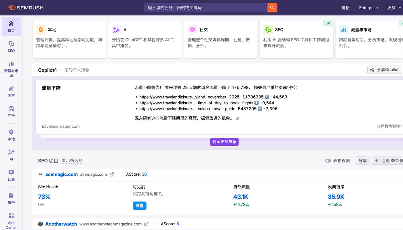 SEMRush 界面