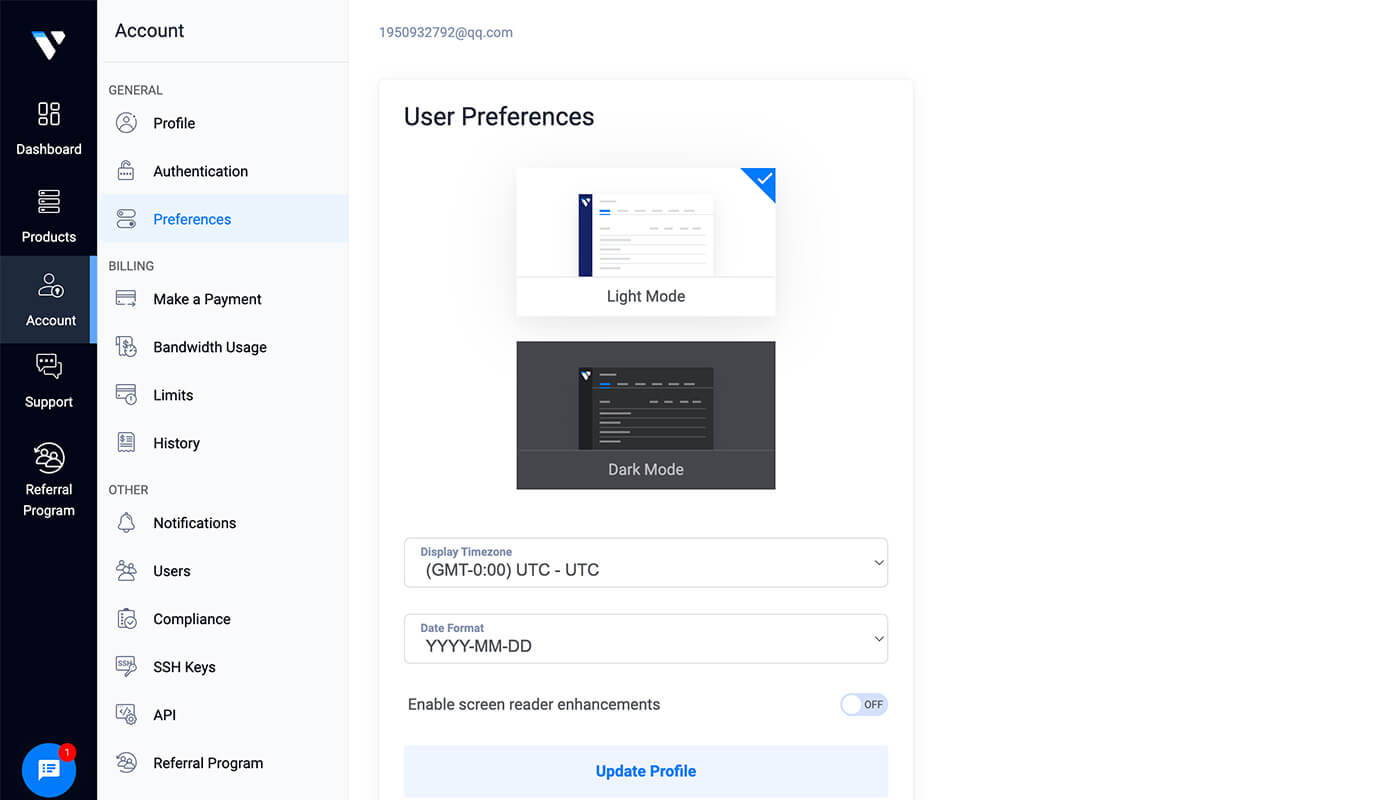 Vultr 后台管理的背景和时区设置