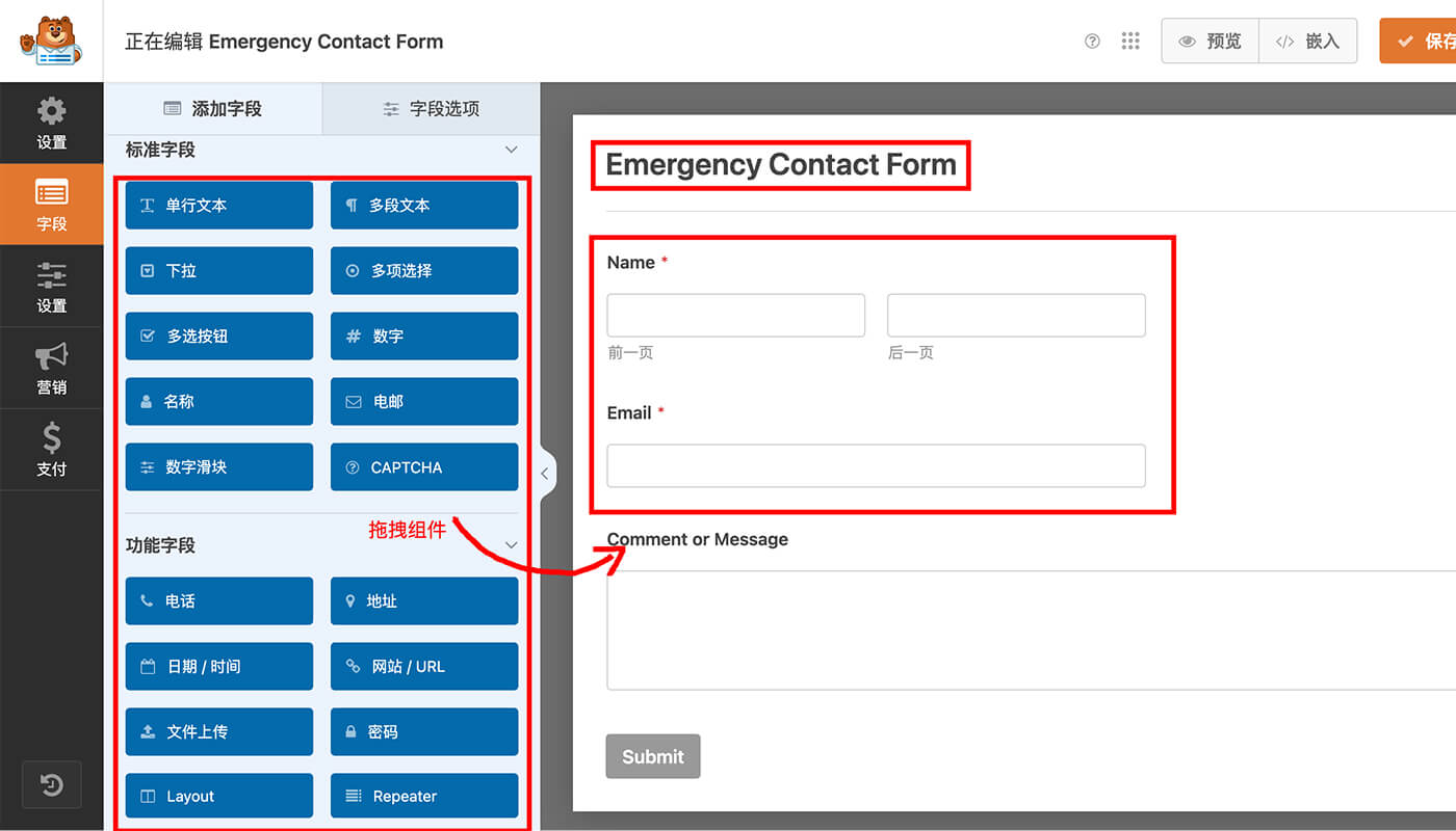 WPForms自定义表单字段信息
