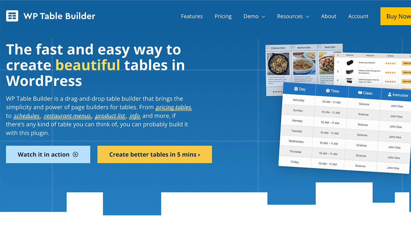 wptablebuilder表格插件