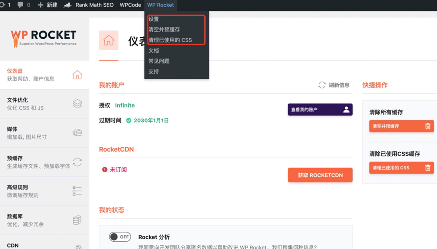 WP Rocket 使用方法